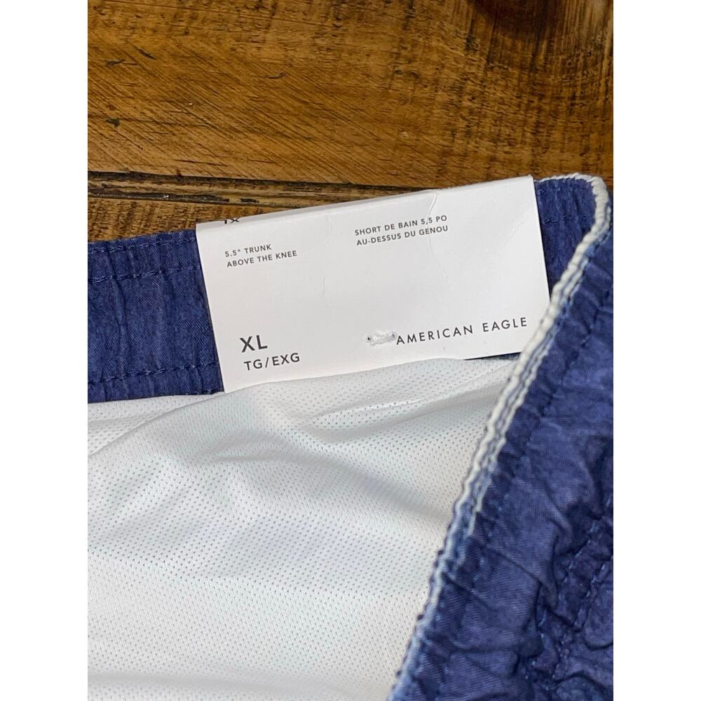 NWT Mens American Eagle Blue White‎ Above the Knee 5.5" Swimming Trunks Size XL - Picture 7 of 8